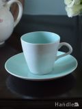 イギリスのアンティーク食器、プール・ポタリーのTwintone（Ice Green & Seagull）のカップ＆ソーサー