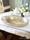 英国アンティークのシルバープレート、おしゃれなギャラリートレイ