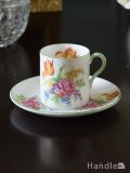 イギリスから届いたシェリーの陶磁器、お花のブーケが美しいアンティークデミタスカップ