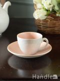 イギリスのアンティーク食器、プール・ポタリーのTwintone（Peach Bloom & Seagull）のカップ＆ソーサー