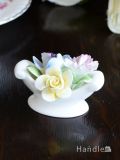 ロイヤルドルトン社のアンティークの陶花、ボーンチャイナのフラワーバスケット