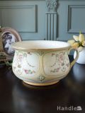 クラウンデュボンのアンティーク陶磁器、花模様がロマンチックなCROWN DEVON社のチャンバーポット