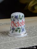 イギリスのアンティークシンブル、10月生まれの方のお花のマンスリーシンブル（October）