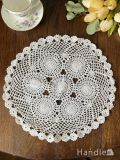 お花が咲き誇るアンティークレースのドイリー、フランスから届いたクロッシェレース