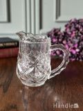 英国アンティークのガラス食器、リーフ模様が可愛いミルクピッチャー