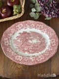 英国レッド＆ホワイトのアンティークオーバルプレート、 ENOCH WEDGWOOD（TUNSTALL）LTDのカントリーシーン