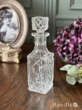 英国アンティークガラスのフタ付きボトル、プレスドグラスのフレグランスボトル