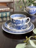 ウェッジウッドのウィローパターン、ビンテージのカップ＆ソーサートリオ