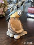木の実をのぞき込むしぐさが可愛い青い鳥のオブジェ、BORDER　FINE　ARTSのBlue Tit on Coconut