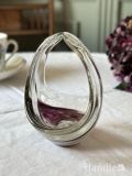 イギリスから届いたアンティークガラスの器、パープル色のマーブル模様が美しいガラスのバスケット