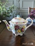 美しいバラの模様が描かれたティーポット、ジェームズサドラーのアンティーク茶器