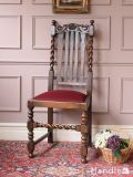 英国アンティークのオーク材のダイニング椅子、ツイストがおしゃれなダイニングチェア