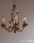 フランスで見つけたお花付きのアンティーク　シャンデリア(6灯)（E17シャンデリア球付）