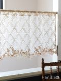 お花の模様が入ったおしゃれなレースのカフェカーテン、ウィンドウカーテン（120x45cm）