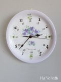 おしゃれな壁掛け時計、華やかにスミレの模様が描かれたウォールクロック（ラウンド・ヴィオレ）