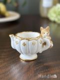 とっても可愛い猫ちゃんのフラワーポット、ティーポットの形をした可愛い花器(WH)