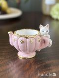 とっても可愛い猫ちゃんのフラワーポット、ティーポットの形をした可愛い花器(PK)