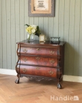 アンティークの素敵なフレンチ家具、美しいウォルナット材を使った小さな３段チェスト（コモード） 