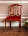 南フランスのアンティークチェア、真っ赤な張り地のダイニングチェア