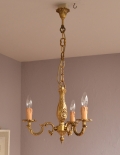 高級感溢れる真鍮製シャンデリア、フランスのアンティーク照明（3灯）