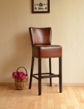 英国のアンティークチェア、背もたれ付きカウンターチェア（革張り）
