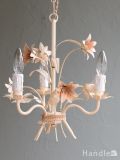 フランスのアンティーク照明、お花のブーケのアンティークシャンデリア(3灯)(E17シャンデリア球付)