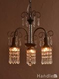 ガラスのビーズが美しいアンティーク風のシャンデリア(3灯)（Ｅ17電球付） 
