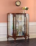 アンティークの英国家具、引き戸タイプの輝くガラスキャビネット（飾り棚）