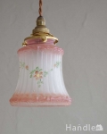 ピンクのラインが可愛いアンティークペンダントライト（コード・シャンデリア電球・ギャラリーA付き）