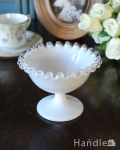 クリアガラスとミルクガラス、フェントン社のシルバークレストアンティークコンポート