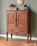南フランスの彫が優雅なアンティーク家具、色もキレイなサイドキャビネット