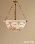 薔薇のモチーフが美しい　アンティーク ハンギングボウル(Ｅ26級付き)