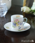 爽やかなお茶の時間を楽しむアンティーク食器、シェリー窯のカップ＆ソーサー（Wild Flowerデミタスセット）