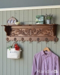 プロヴァンス香るフランスのアンティークウォールシェルフ（フック付き）
