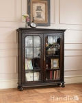 アンティーク英国家具、ガラス扉のかっこいい落ち着いた色のブックケース（本棚） 