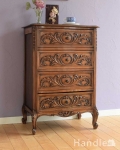 フランスから届いたアンティーク家具、彫りが美しいどこにでも置けるチェスト