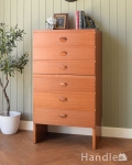 スッキリとした姿がカッコいい北欧スタイルのヴィンテージ６段チェスト
