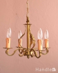 フランスで見つけたアンティーク真鍮製シャンデリア（4灯）（E17シャンデリア球付）