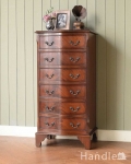 木目の美しさを楽む英国のアンティーク家具、マホガニー材のチェストオブドロワーズ
