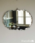 英国のアンティーク雑貨、縁取りがキラキラ輝くカッティングミラー