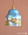 アンティークのペンダントライト、ブルーのシェード（コード・シャンデリア電球・ギャラリーなし）