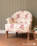フランスのパーソナルチェア、赤いブーケの模様が可愛いコントワール・ドゥ・ファミーユのアームチェア 