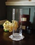 英国アンティーク　綺麗なガラスのプレスドグラス　フラワーベース