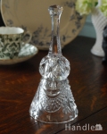 シルエットが可愛いガラスのディナーベル、アンティークプレスドグラス 