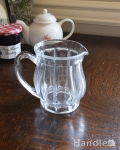アンティークのプレスドグラス、ストライプ模様のミルクポット（ミルクピッチャー）