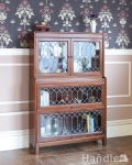 イギリスのアンティーク家具、ステンドグラス入りのスタッキングブックケース（本棚）