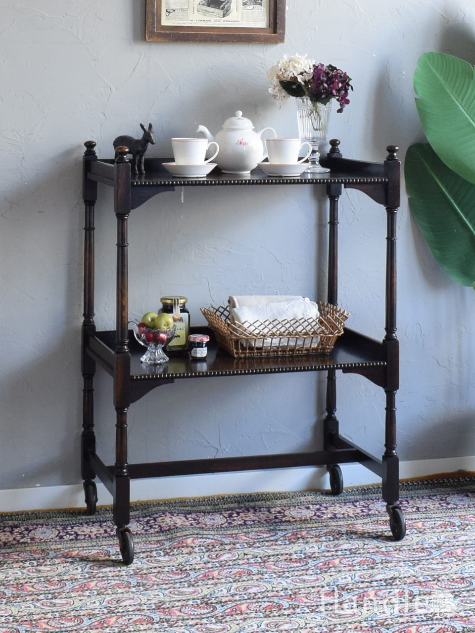 エドワーディアンスタイルの美しいワゴン、英国アンティークのおしゃれなトローリー