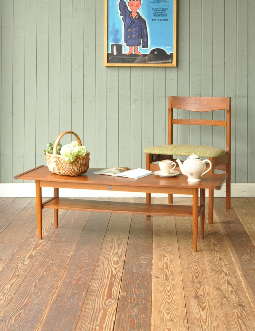 ヴィンテージの北欧家具、アンティークのコーヒーテーブル (x-667-f)