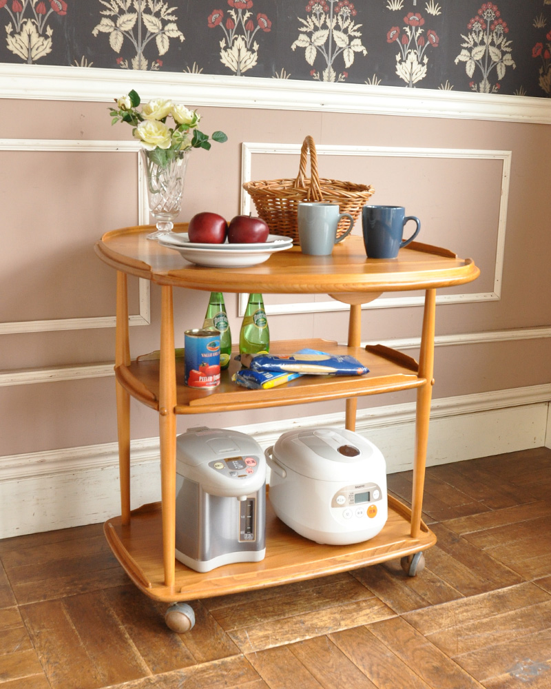 ３つのサイズに切り替えができるERCOL社のヴィンテージワゴンテーブル (x-867-f)