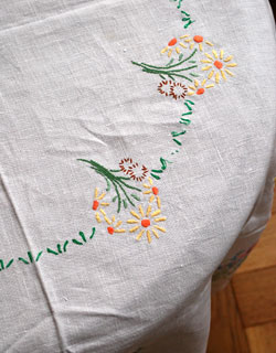 m-872-z アンティークテーブルクロスの刺繍